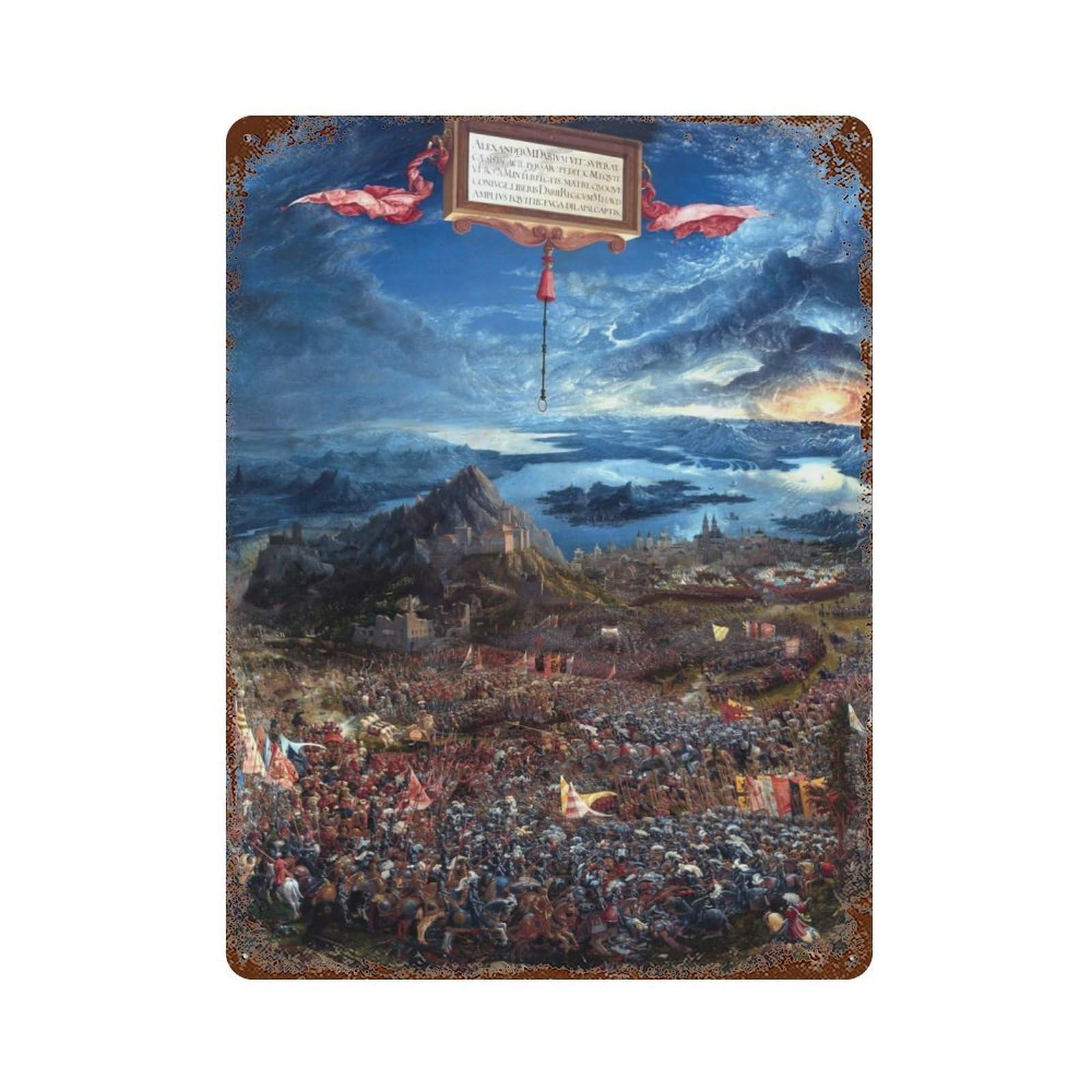 The Battle of Alexander Decorative Tin Sign 15.7"x11.8", Retro Wall Decor for Living Room, Hallway And Home Decor