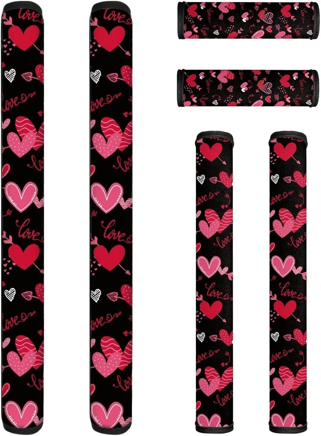 6 PCS Refrigerator Door Handle Covers, Kitchen Appliance Gloves Anti-Slip for Ovens Dishwashers Keep Kitchen Appliance Clean Valentine's Day Home Decorations, Love Heart Red Pink