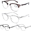 DOOViC 4 Pack Blue Light Blocking Reading Glasses Fashion & Classic Style Spring Hinge Computer Readers for Women Men 0.00 Strength