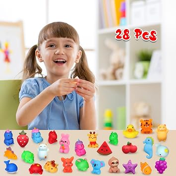 nobasco Squishies, 28 Pack Mochi Squishy Toys - Kawaii Cat Squishys Slow Rising Animals - Party Favors, Goodie Bag, Birthday Gifts, Mini Squishies Stress Reliever Toy