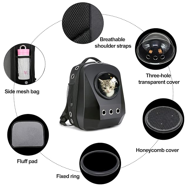 Foto 4 de 7 de Galatée Mochila para Gatos, Mochila para Mascotas con Cápsula Espacial Ventilada