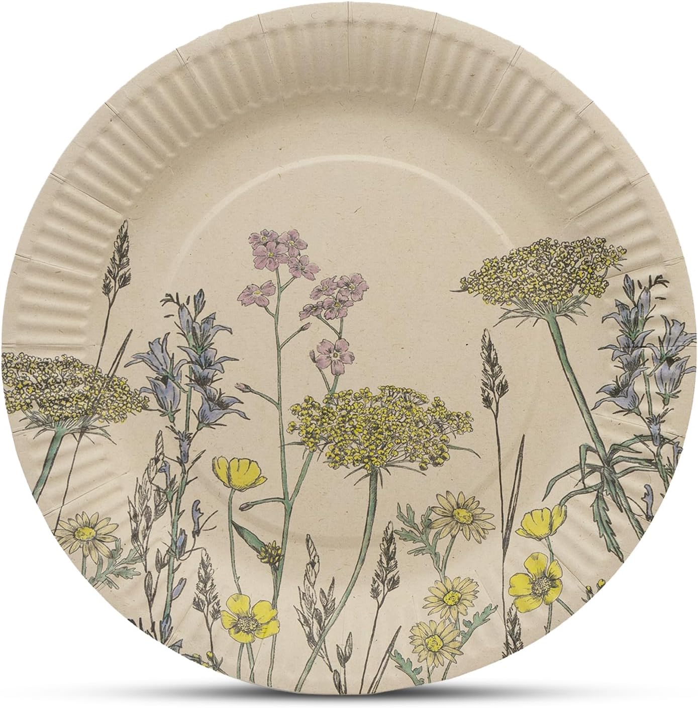 Talking Tables Recycled Paper Floral Plates | Eco-Friendly Disposable Party Tableware for Spring, Easter, Birthday, Mother's Day-12 Pack,23 centimeters,Blue,green