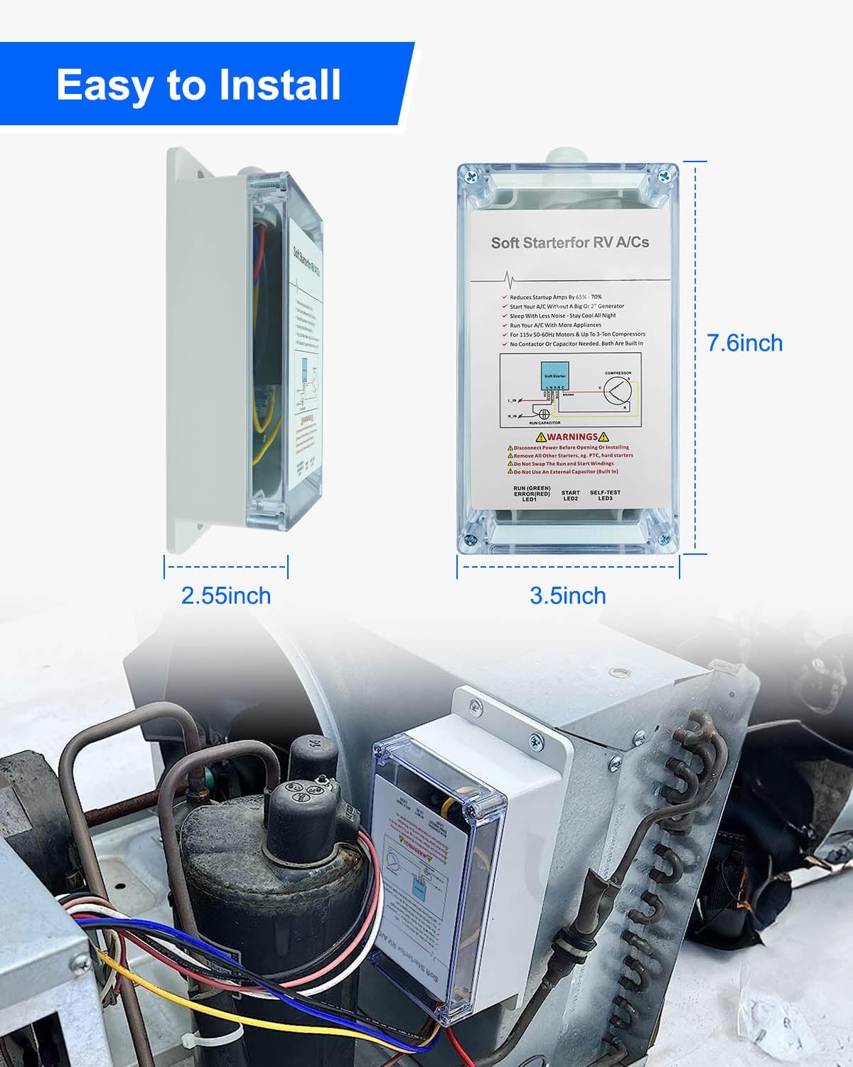 Soft Start for RV Air Conditioner, Soft Air Conditioning Starter, Easily Start A/C And Appliances On RV Power With Small Generator