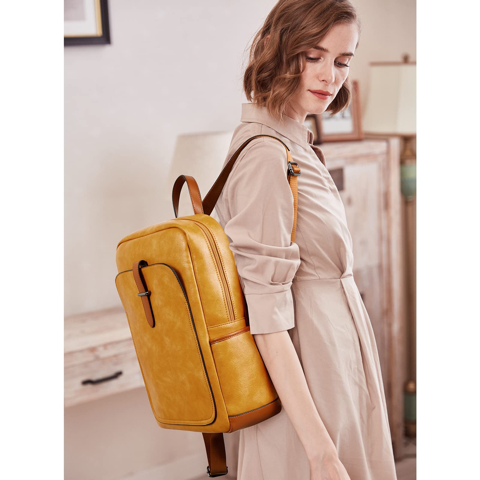 bromen leather laptop backpack for Women 15.6 inch Computer Backpack College Travel Daypack Bag, Crocodile Grain, Large, Daypack Backpacks: Buy Online at Best Price in UAE easy to carry throughout all day. Bromen leather laptop backpack 15
