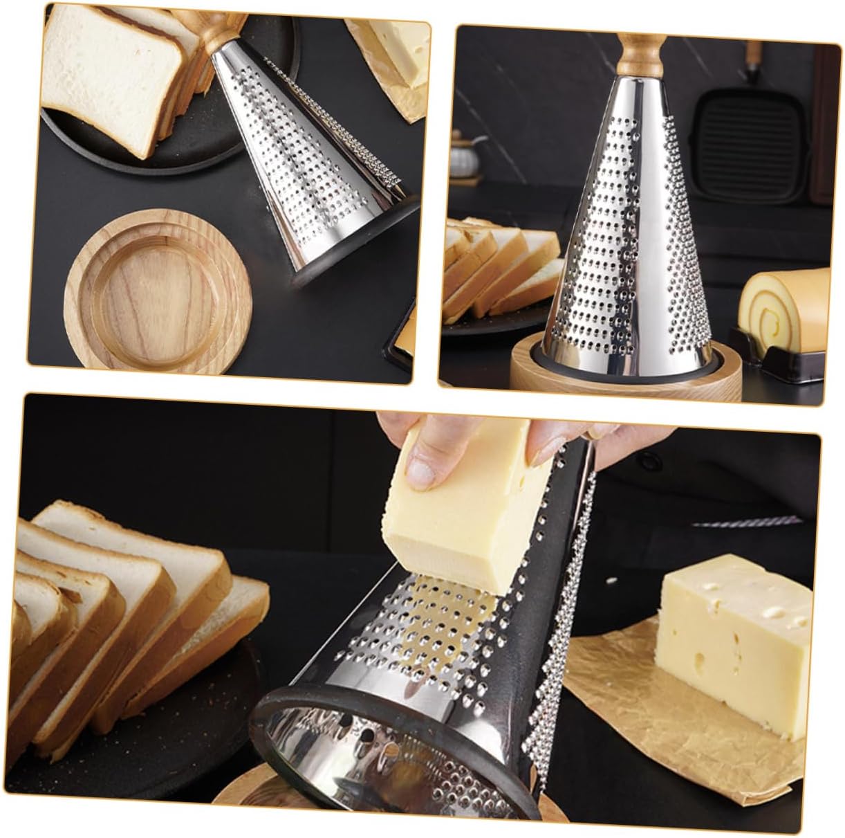 ABOOFAN Home Restaurant Grade Cheese Grater Sturdy Portable Multipurpose Wooden Handle for Kitchen Use