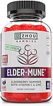Zhou Elder-Mune Elderberry Gummies with Vitamin C and Zinc - Daily Immune Support Supplement for Women & Men, Chewable Natural Black Elderberry for Adults & Children 4 & Up - 60 Gummies