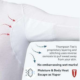 THOMPSON TEE T Men's Sweatproof Long Sleeve Undershirt - Cotton/Micromodal V Neck