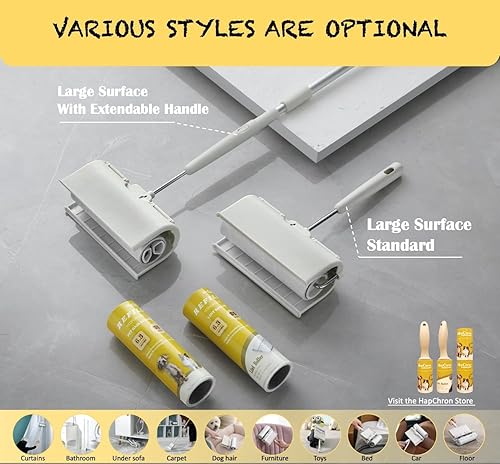 Miniatura 6 de HapChron Rodillo de pelusa de superficie grande extra pegajoso con cubierta a prueba de polvo, 6.3 pulgadas más ancho, 240 hojas4 repuestos,