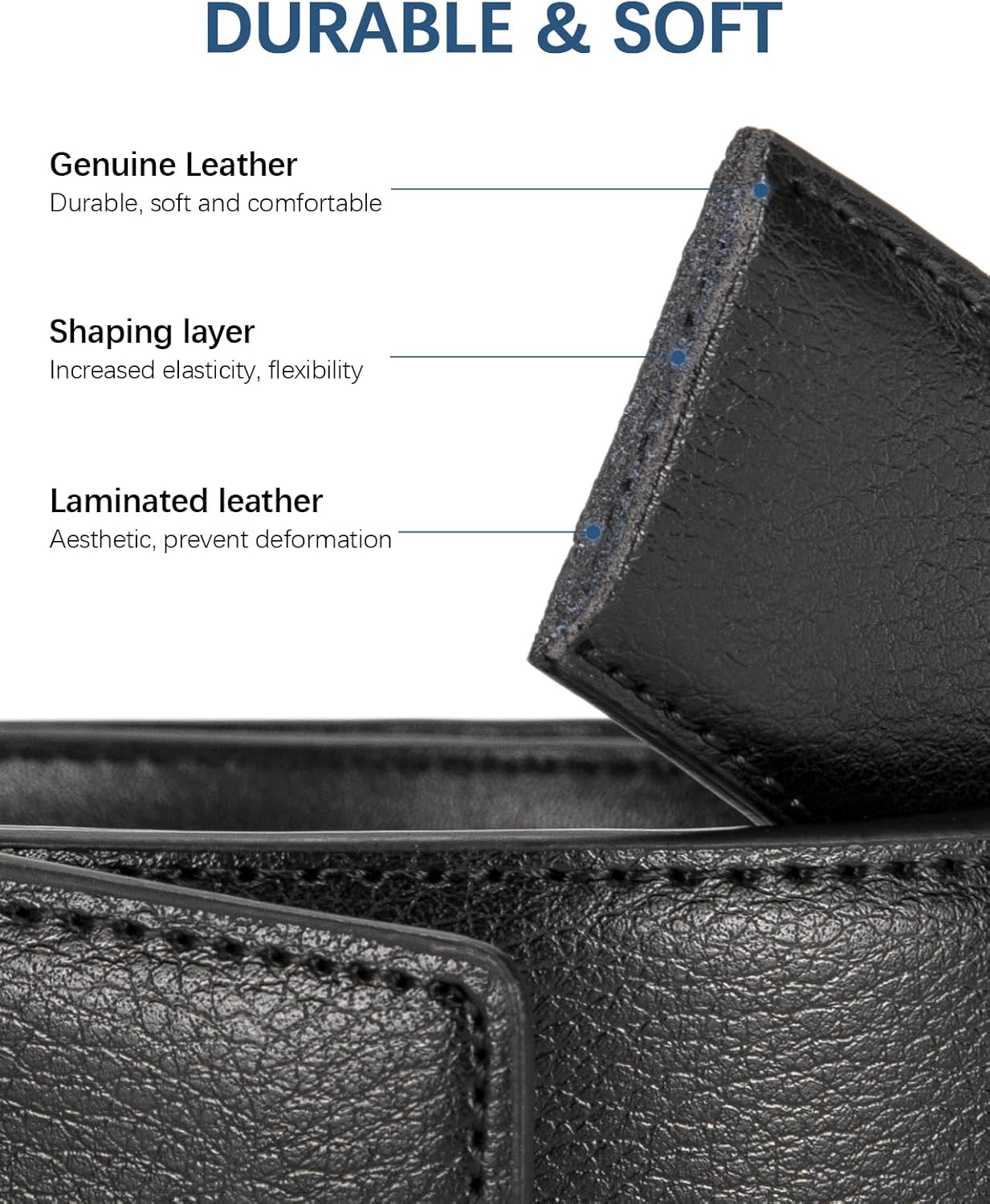 BOSTANTEN Ratchet Leather Belt For Men 2 Pack Dress and Casual with Adjustable Buckle, Trim to Fit - Image 8