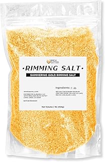 Brew Glitter - Shimmering Gold Rimming Salt (1LB, 1x Resealable Bag) Edible Glitter Blended Cocktail Garnish for Mixed Drinks and Beverages