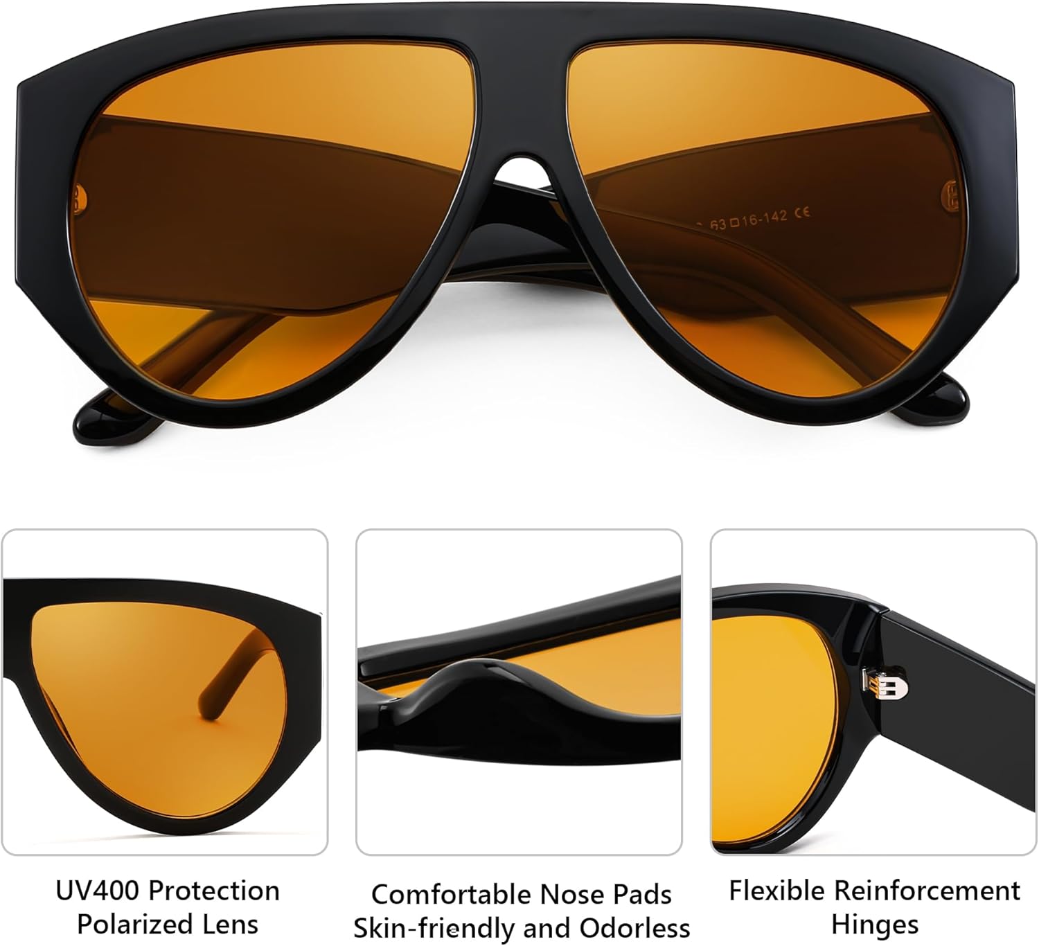 FEISEDY Retro Oversized Sunglasses for Women Men 70s Classic Trendy Vintage Sun Glasses B0291 - Image 4