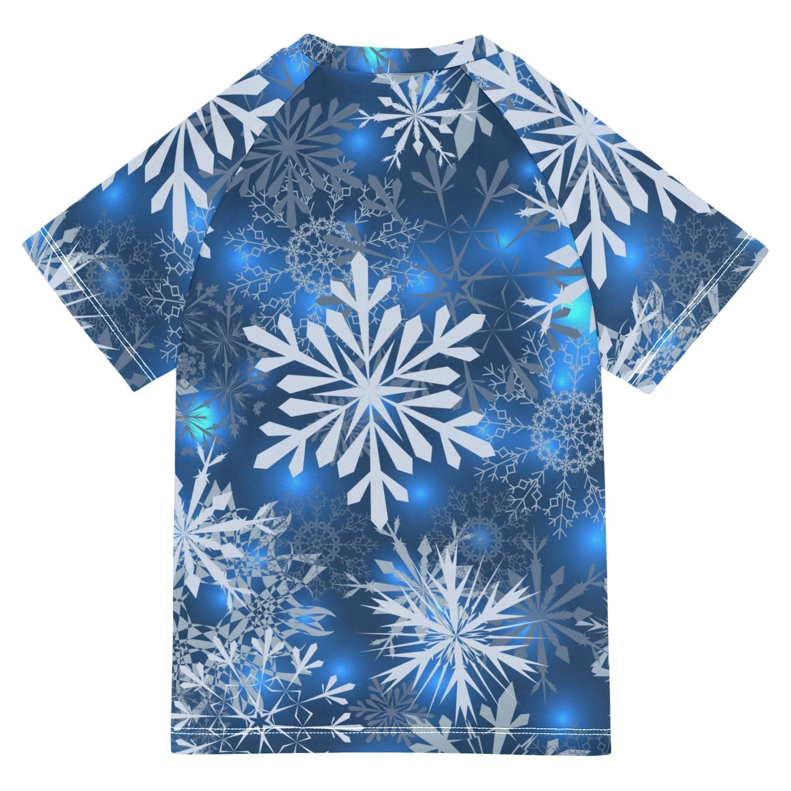 Aflyko Christmas Boys' Swim Shirt Snowflake Silver Blue Rash Guard Beachwear Sun Protection Fishing Hiking Camping Surfing Swimming Toddler Infant Summer Daily T-Shirt, 4T