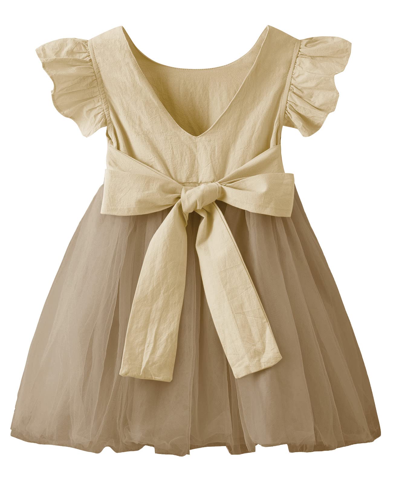 LYXIOF Toddler Baby Girl Tutu Tulle Dress Cotton Linen Ruffle Back Bowknot Princess Party Dresses