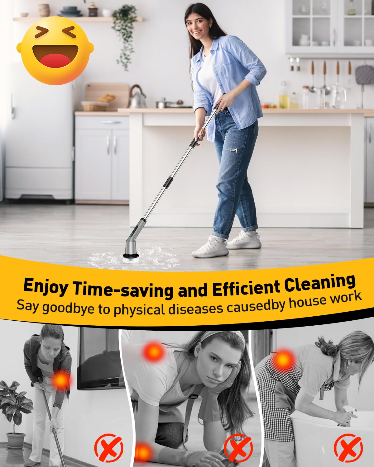 Electric Spin Scrubber for Bathroom, Shower Scrubber with Long Handle image 2