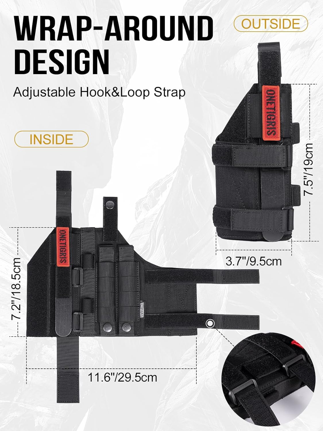 OneTigris Gun Holster Right Handed Nylon Pistol Holster for Most Compact Medium Full Size Pistol 1911/17/19/20/21/45 M&P Shield 9mm with Under Barrel Attachment