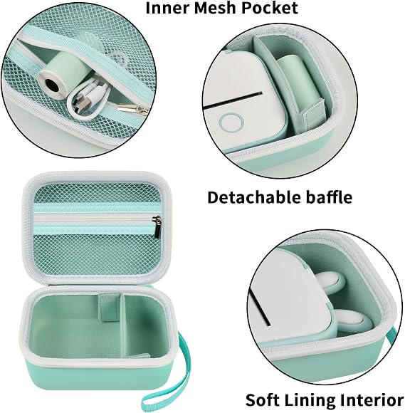 Label Maker Case for Memoking T02/ for Phomemo M02/ M02S/ M02 Pro/ Q30S/ for Nelko PM230/ for Ponek Mini Pocket Printer, Portable Sticker Printer Storage Holder Paper&USB Cables, Box Only(2 Packs)