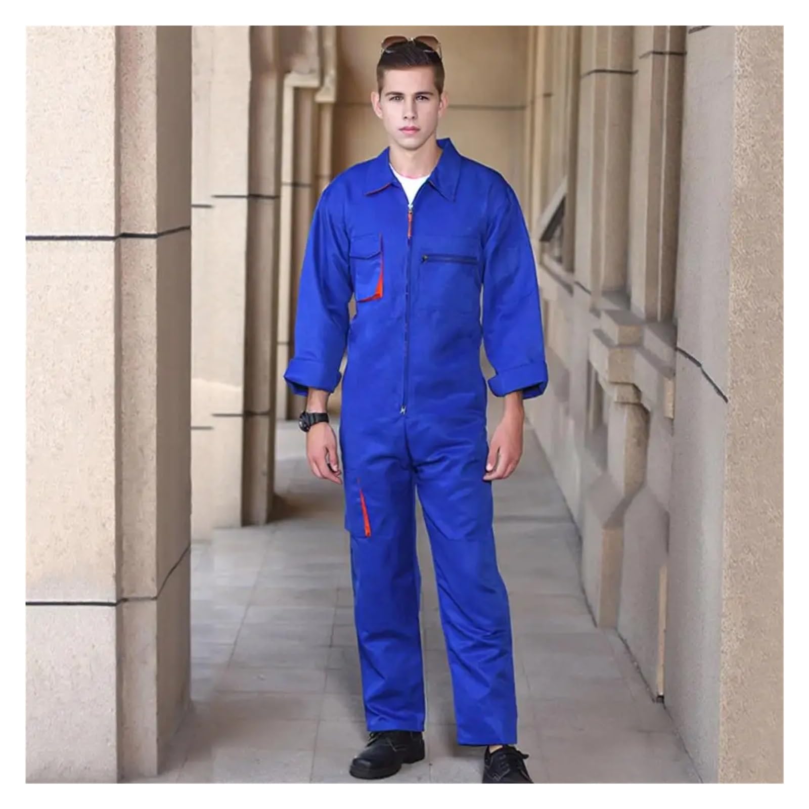 Tuta da Lavoro con Cerniera for Uomo Tute for Officina di Riparazione Auto vestibilità Ampia Tuta Uniforme Streetwear(Grey,4XL)