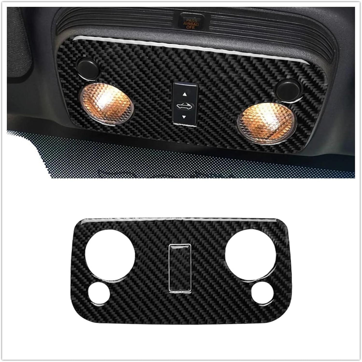 for Fords Mustang 2009-2013 Carbon Fiber Front Reading Light Lamp Switch Button Knob Panel Cover Trim