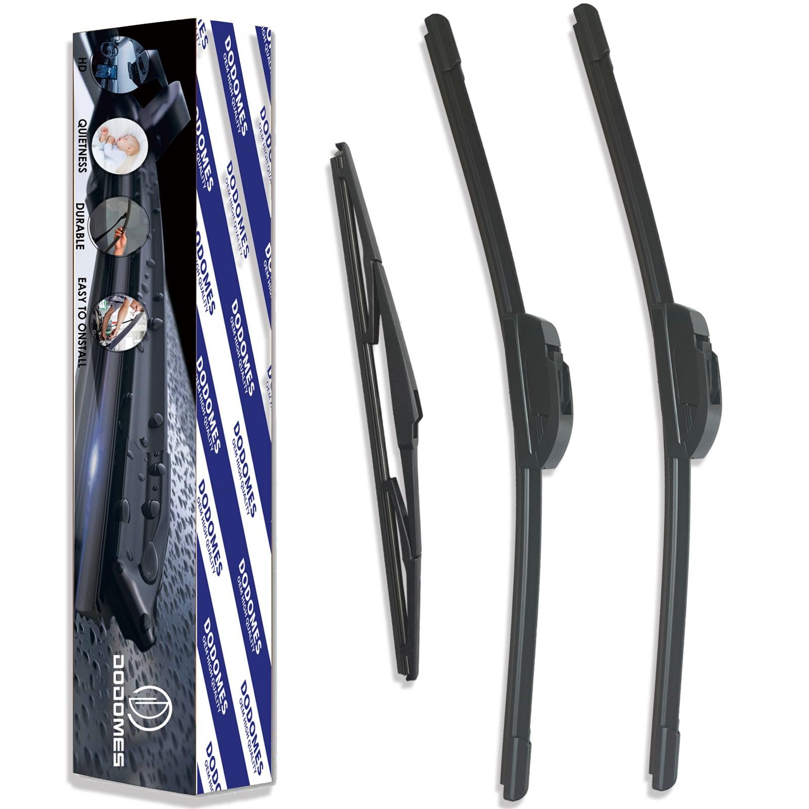 Dodomes 24'' + 22'' Windshield Wipers w/ 12'' Rear Wiper Blade Replacement TOYOTA Land Cruiser 2020 2019 2018 2017 2016 2015 2014 2013 2012 2011 2010 2009 2008 Original Factory Quality (Pack of 3)