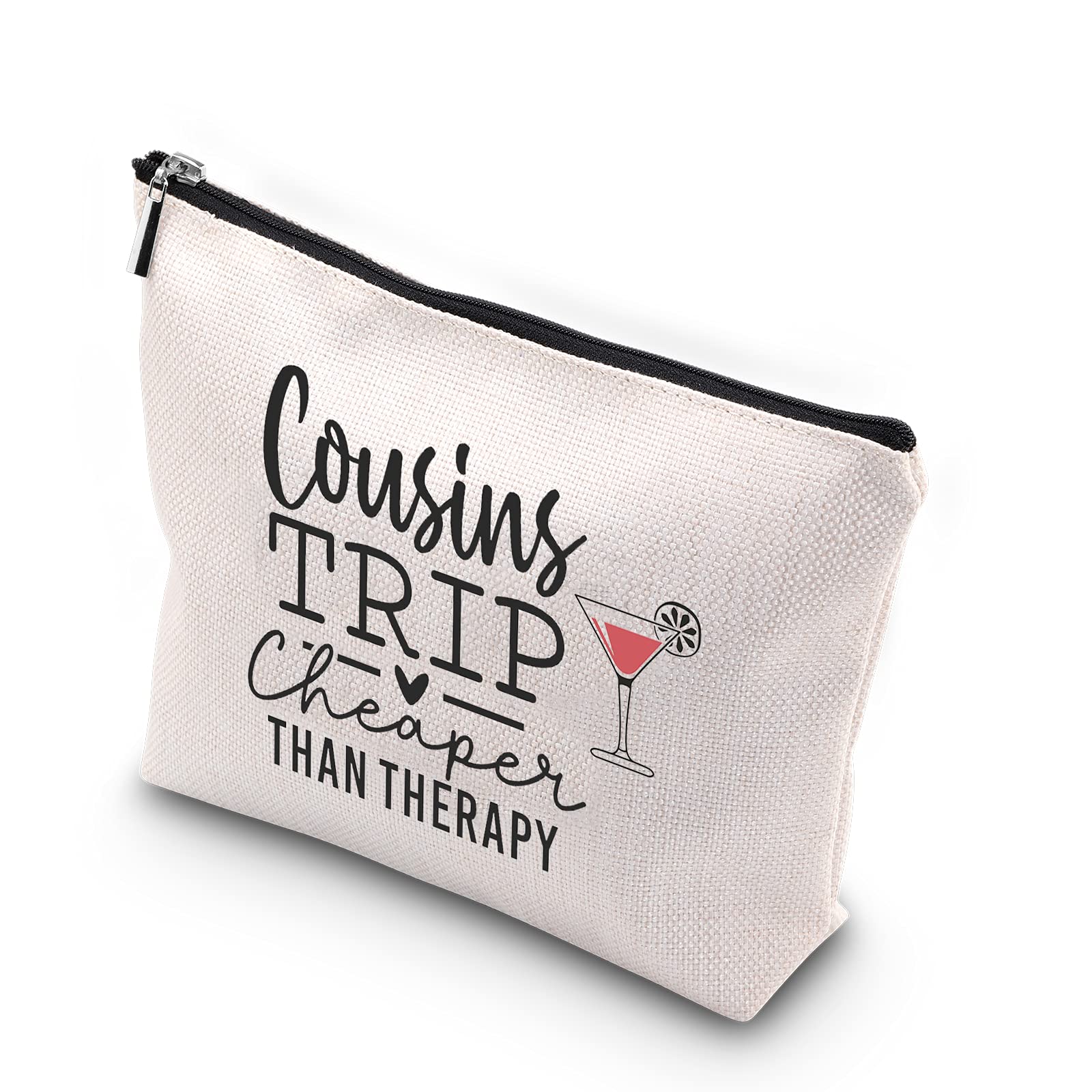 WCGXKO Cousins Gift Cousins Trip Cheaper Than Therapy Zipper Pouch Makeup Bag for Cousins (cousins TRIP)
