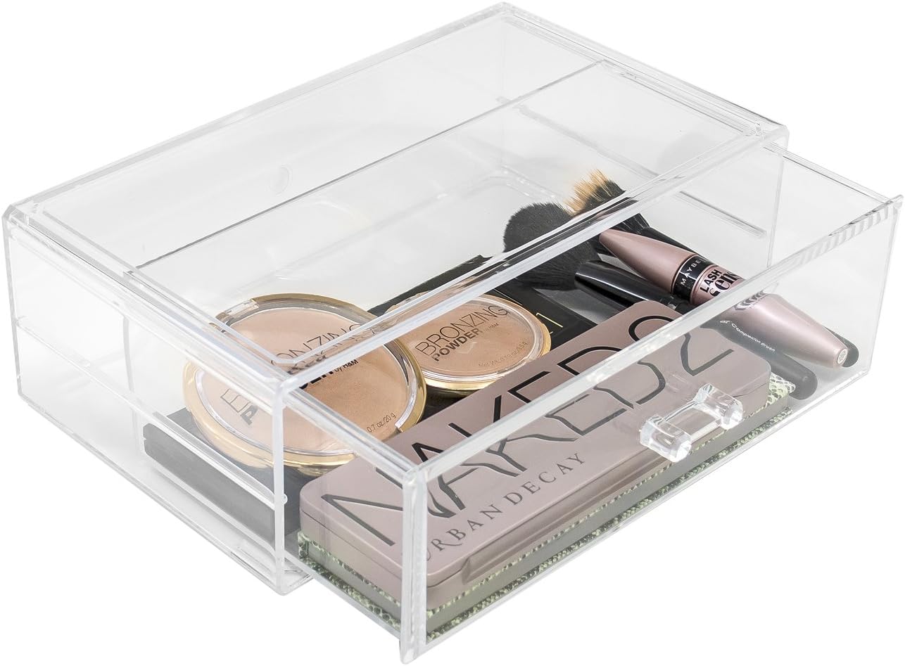 Sorbus Clear Acrylic Makeup Organizers - Stackable Jewelry, Makeup & Cosmetic Organizers and Storage with Acrylic Drawers - Great Bathroom Organizer & Display Set for Vanity, Dresser & Countertop