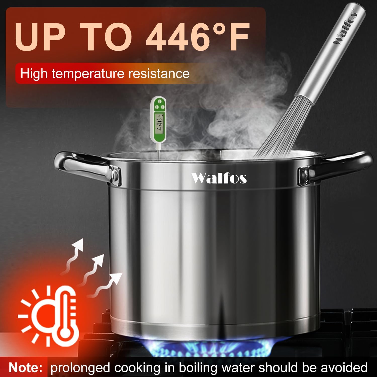 Walfos Whisk,14in Large Whisks, Heavy Duty Stainless Steel Wire Whisk for Blending, Whisking, Beating Suitable for stirring and mixing containers such as deep pots or big bowl at home or store. - Image 5