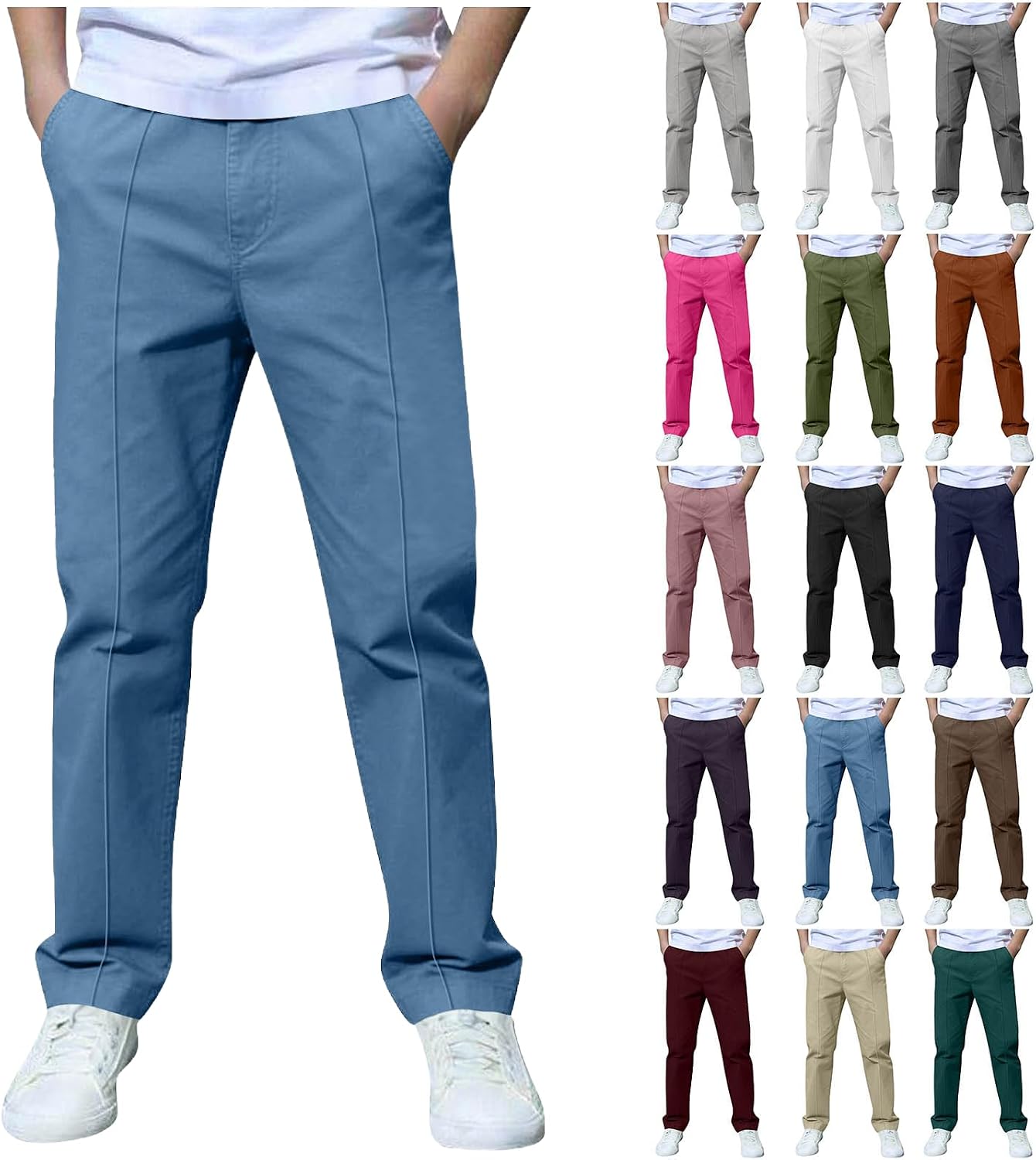 Lastesso Boys Uniform Pants Casual Elastic Waist School Long Pants Fashion Loose Trousers with Pockets Clothes 3-14 Years