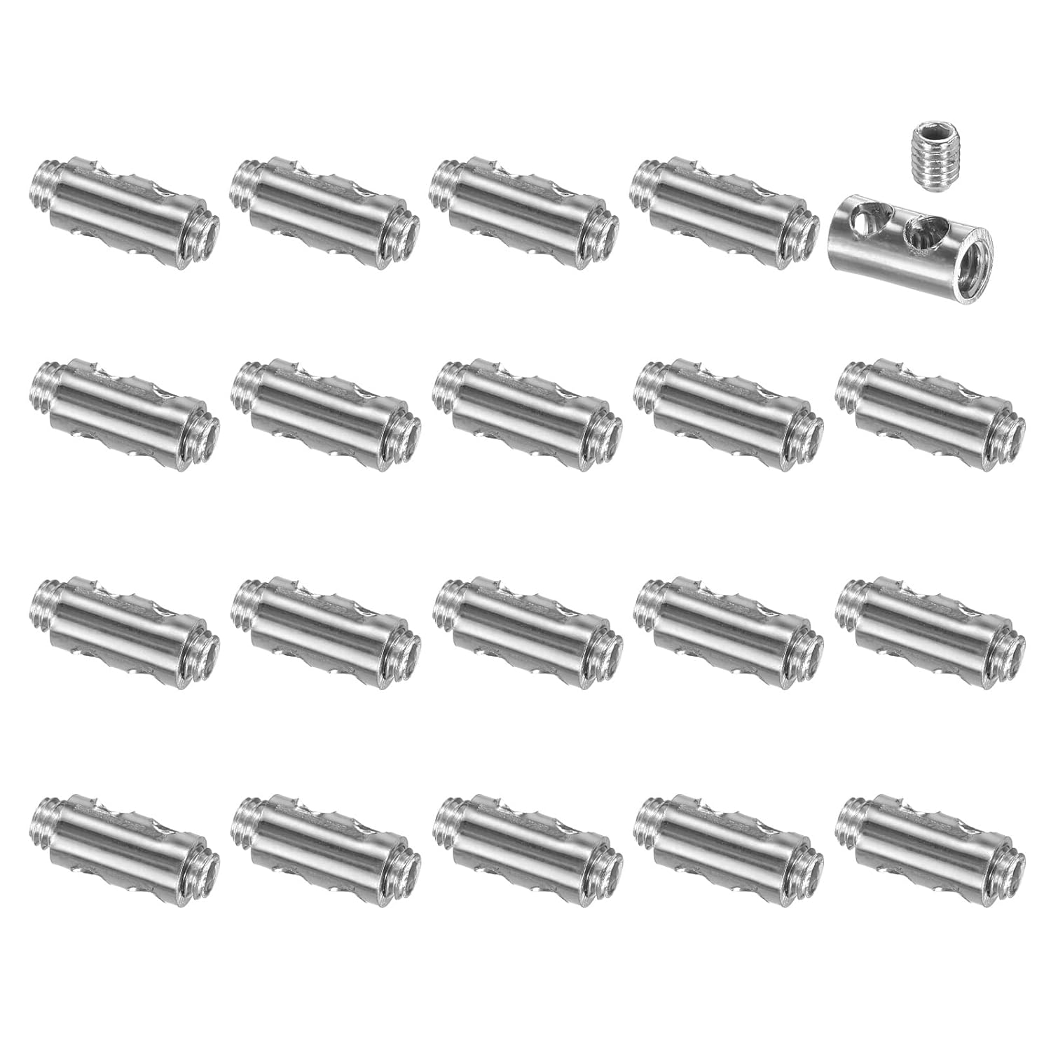 uxcell 20Pcs Wire Rope Clips, Copper Cable Lock with 2 Hexagon Socket Screws, Cable Clamp Fastener Fit for 1-2mm Wire Rope for Home Life Construction Industry Transportation, Silver