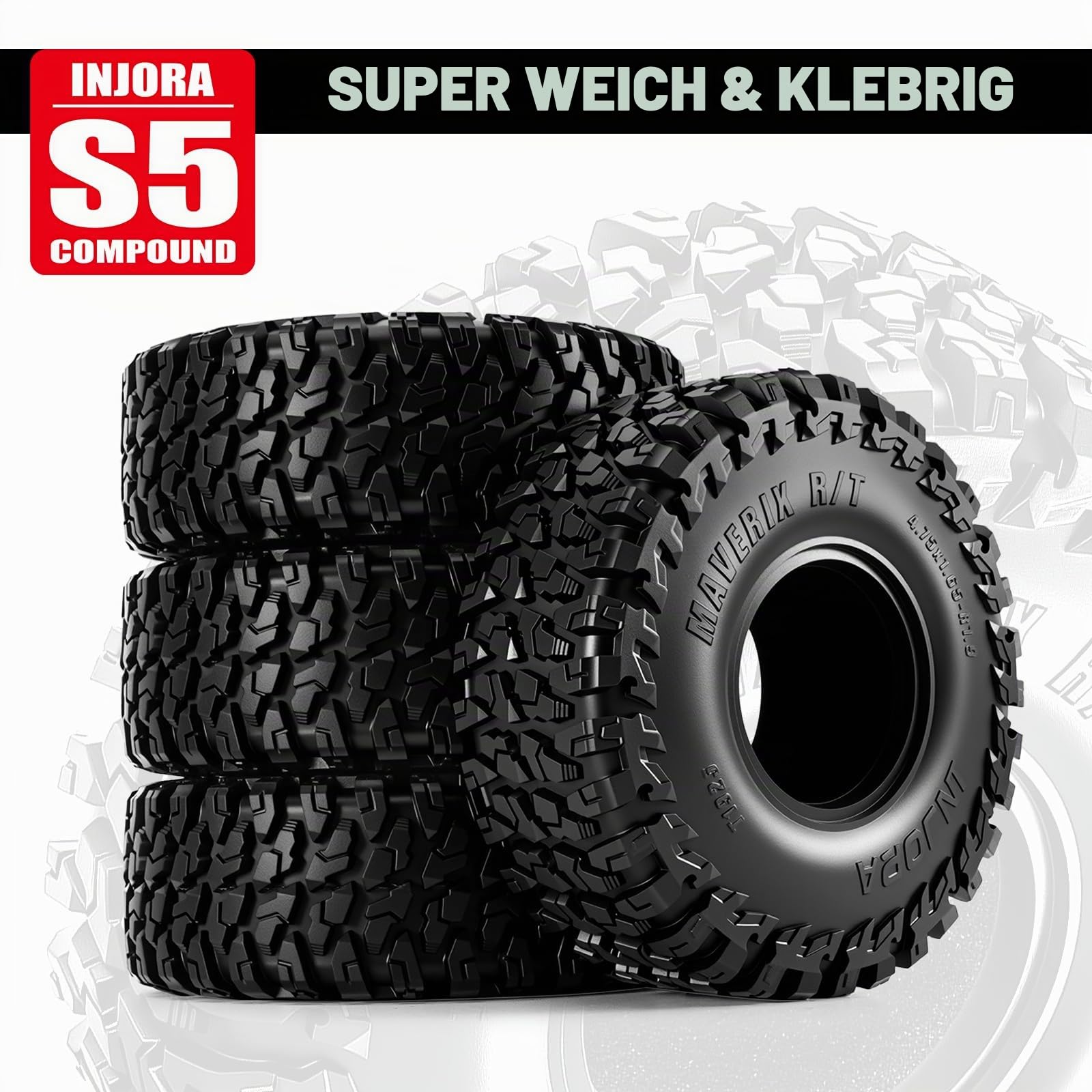 INJORA 1,9" Reifen MAVERIX R/T-Reifen 120 * 42 mm für TRX4 SCX10 1/10 RC Crawler Upgrade (T1925)