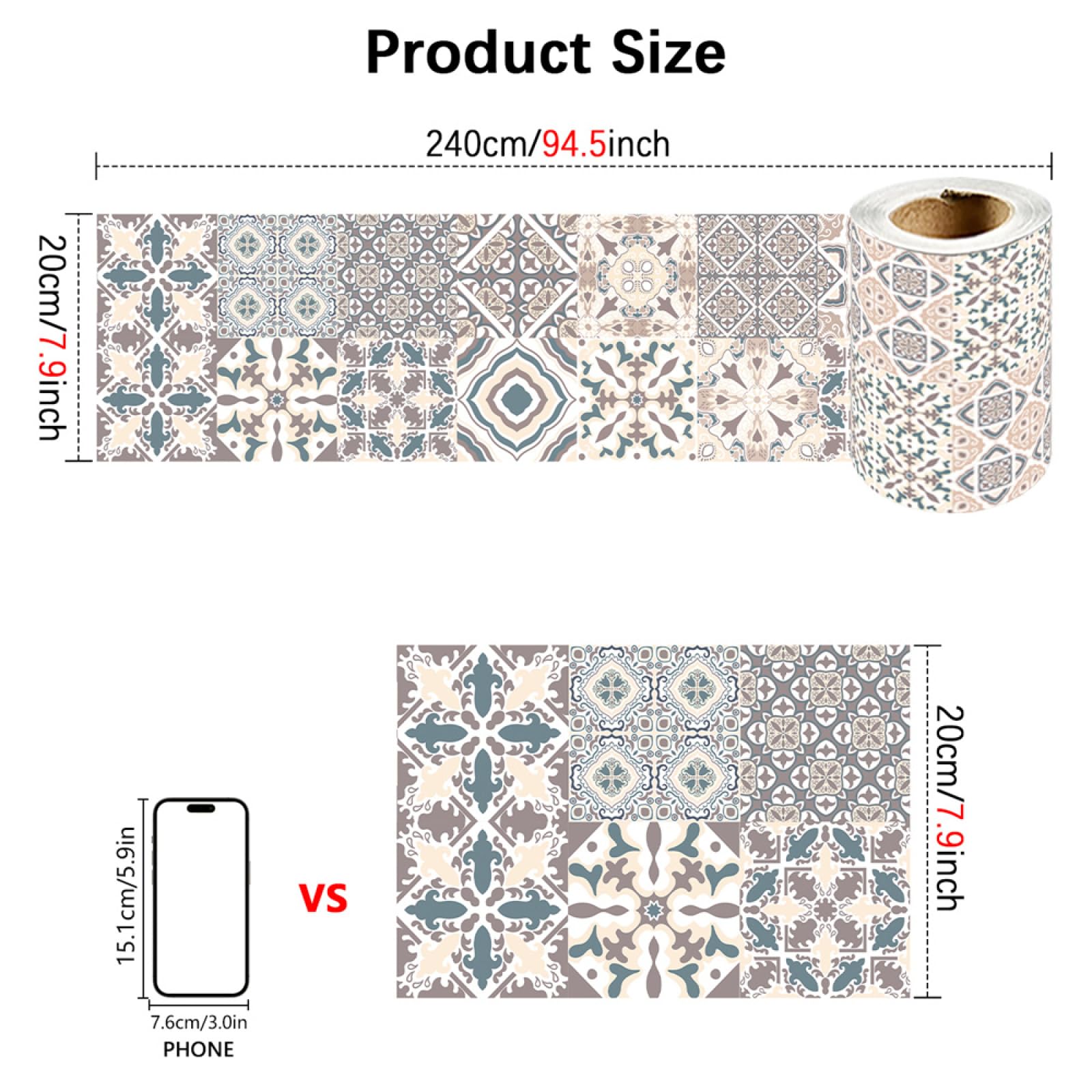 Exquisitos Azulejos Adhesivos de 30 x 240 cm, Color marrón, para baño y Cocina, Vinilo Autoadhesivo para Pared, Resistente al Agua y al Aceite, para decoración del hogar.