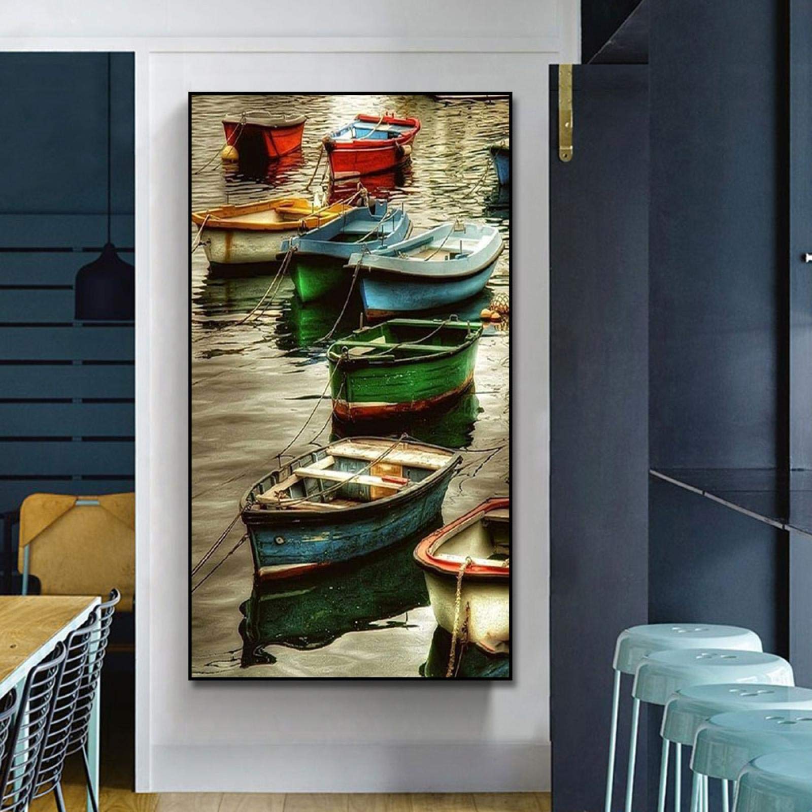Amazon｜湖の色のボートキャンバス絵画キャンバスプリントウォール