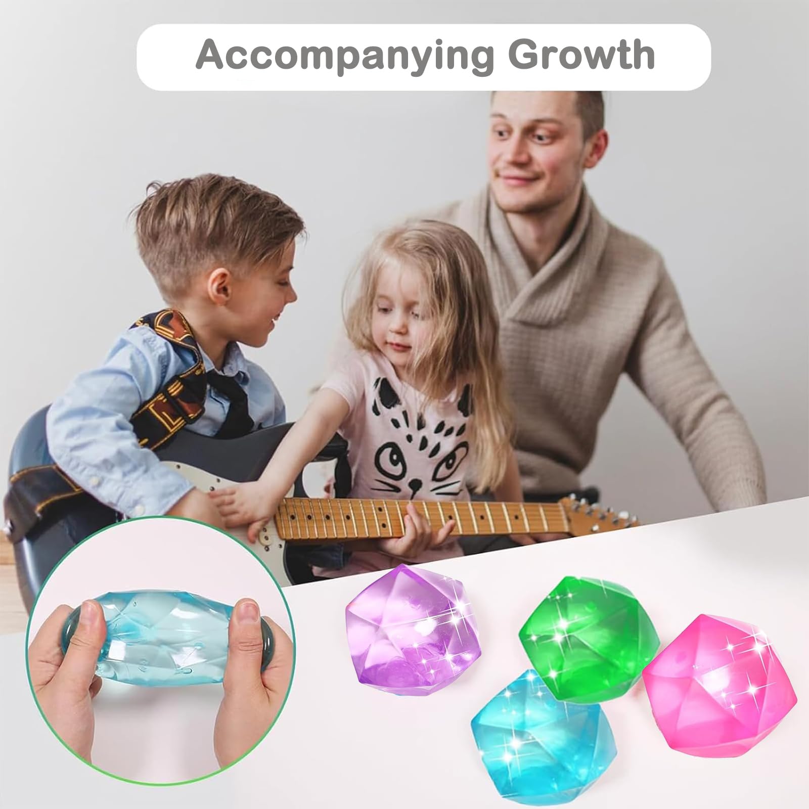 4 PCS Squishy Fidget Toys, Sugar Ball Fidget, Fun Pressure Ball, Relieve Anxiety and Stress, Boys and Girls Squeeze Candy Ball Toy, Squishy Cube for Party School Gift, Diamonds Ice Cube - Image 3