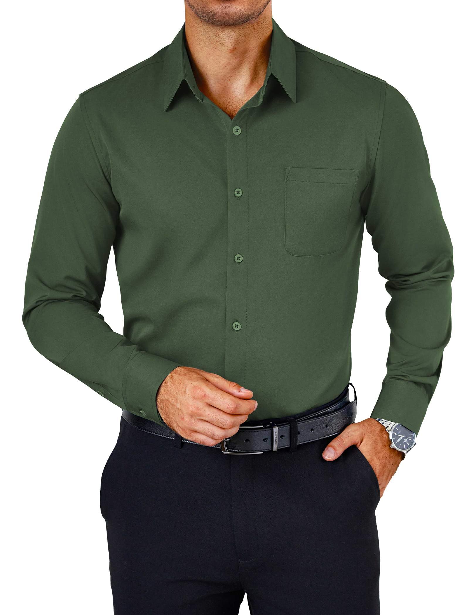 COOFANDY Mens Dress Shirts Wrinkle Free Long Sleeve Button Down Shirts Formal Business Shirt Global Recycled Standard Global Recycled Standard OEKO-TEX STANDARD 100 Global Recycled Standard ISCC PLUS