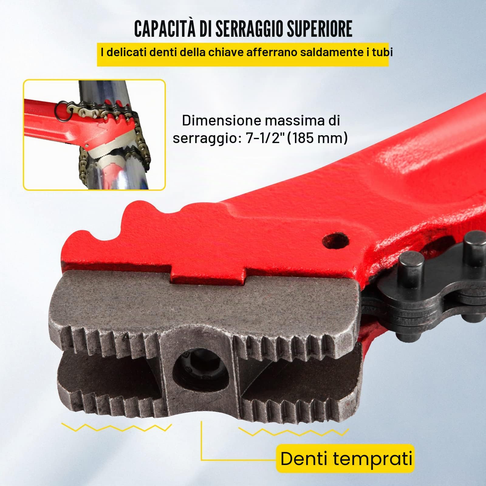 VEVOR Chiave a catena per tubi da 36 pollici, Chiave a catena per filtro dell'olio per impieghi gravosi Capacità da 4-1/2 a 7-1/2 pollici, Chiave a catena da 30 pollici (760 mm) Lunghezza catena Strum