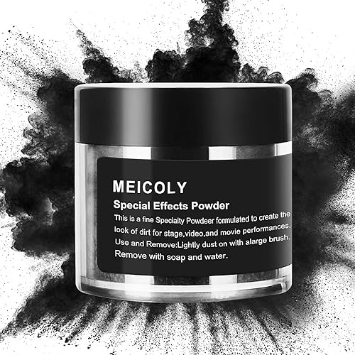MEICOLY Polvo negro de efectos especiales, polvo de suciedad suelto ultrafino para actuaciones de escenario, video y película, maquillaje