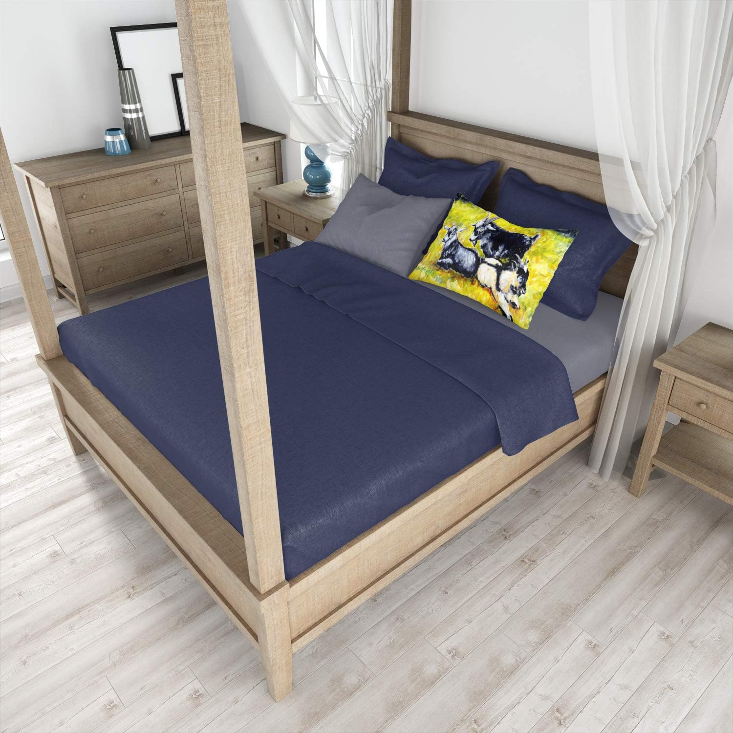 Caroline's Treasures MW1266PILLOWCASE Three Goats Fabric Standard Pillowcase Lightweight Super Soft Easy Care Decorative Artwork Pillowcase, Standard