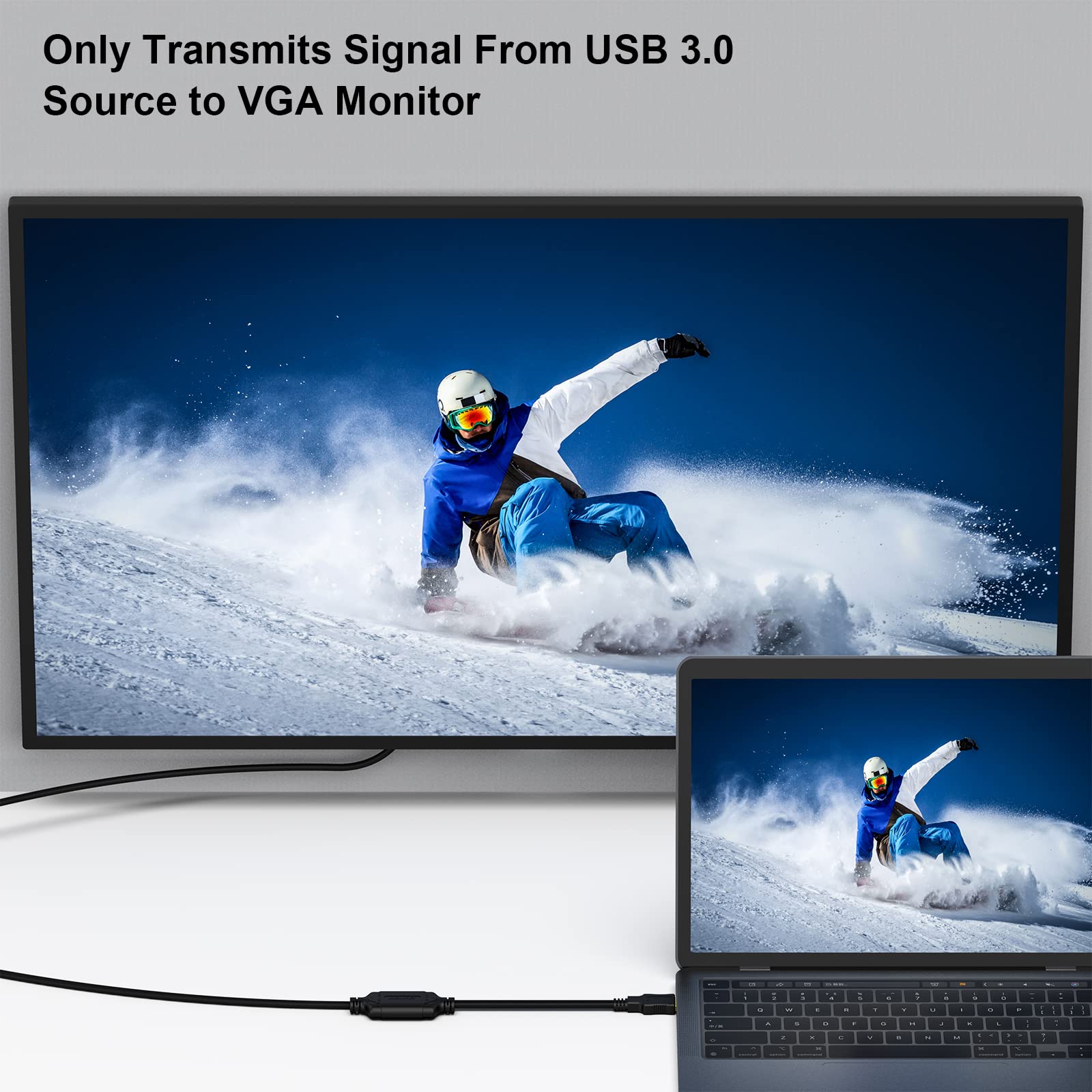 BENFEI Kabel USB 3.0 do VGA 1,8 m męski na męski, do Windows 11, Windows 10, Windows 8.1, Windows 8, Windows 7 (nie dla Mac)