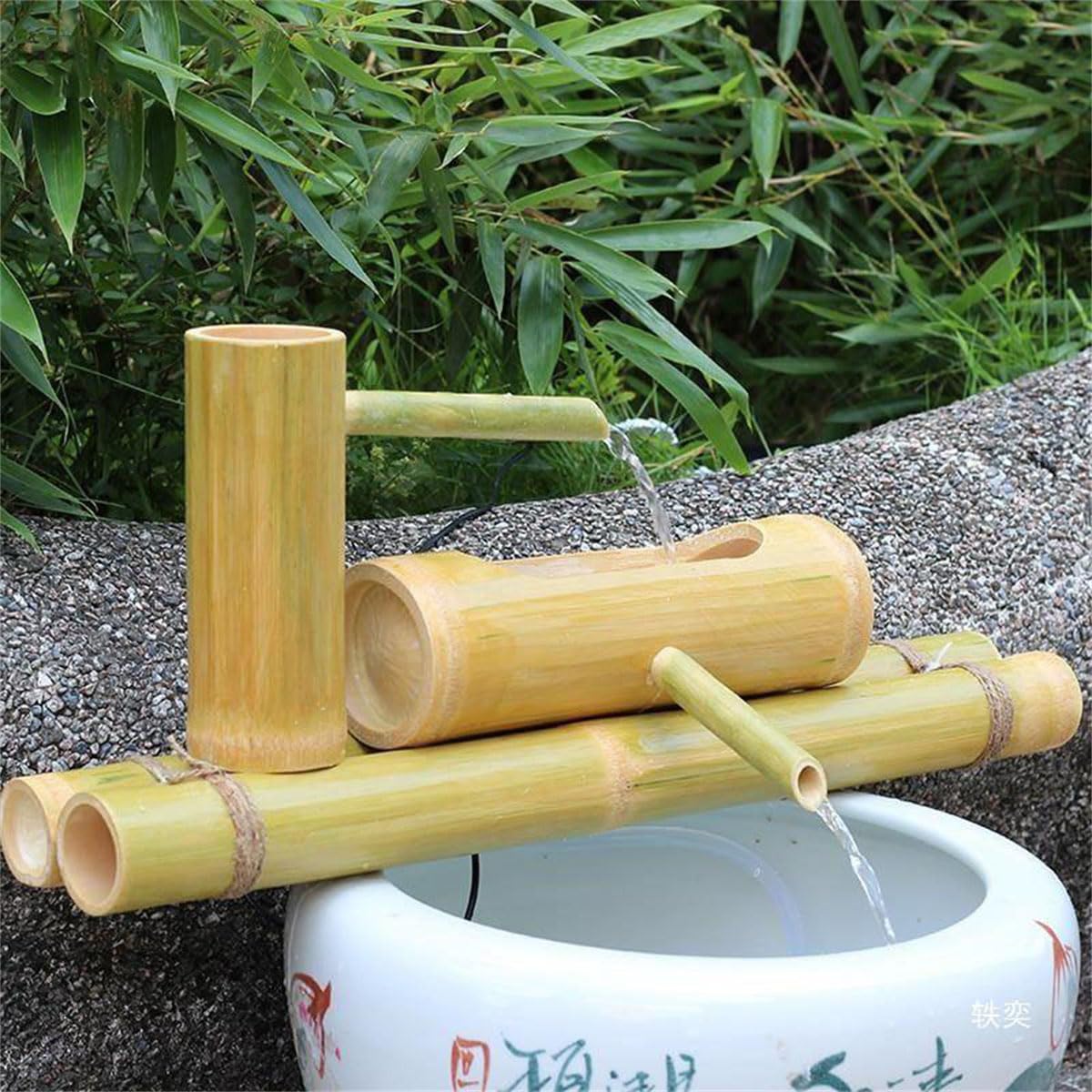 asdchZen 50Cm,Bamboo Feng Shui Water Fountain, Outdoor Freestanding Fountains With Usb Dc 3W Water Pump,Handmade Zen Bamboo Fountain,For Lawn Garden Backyard, 40Cm,55cm