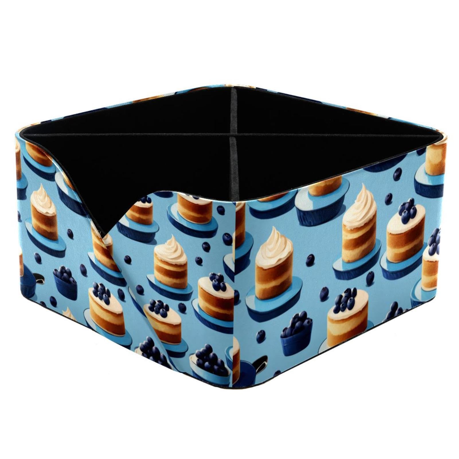 Boîte de rangement de bureau bleue motif dessert, le cadeau utile pour fille