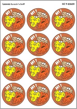 Hi!/ Leaves Scent Retro Scratch n Sniff Stinky Stickers by Trend; 24 Seals/Pack - Authentic 1980s Designs!