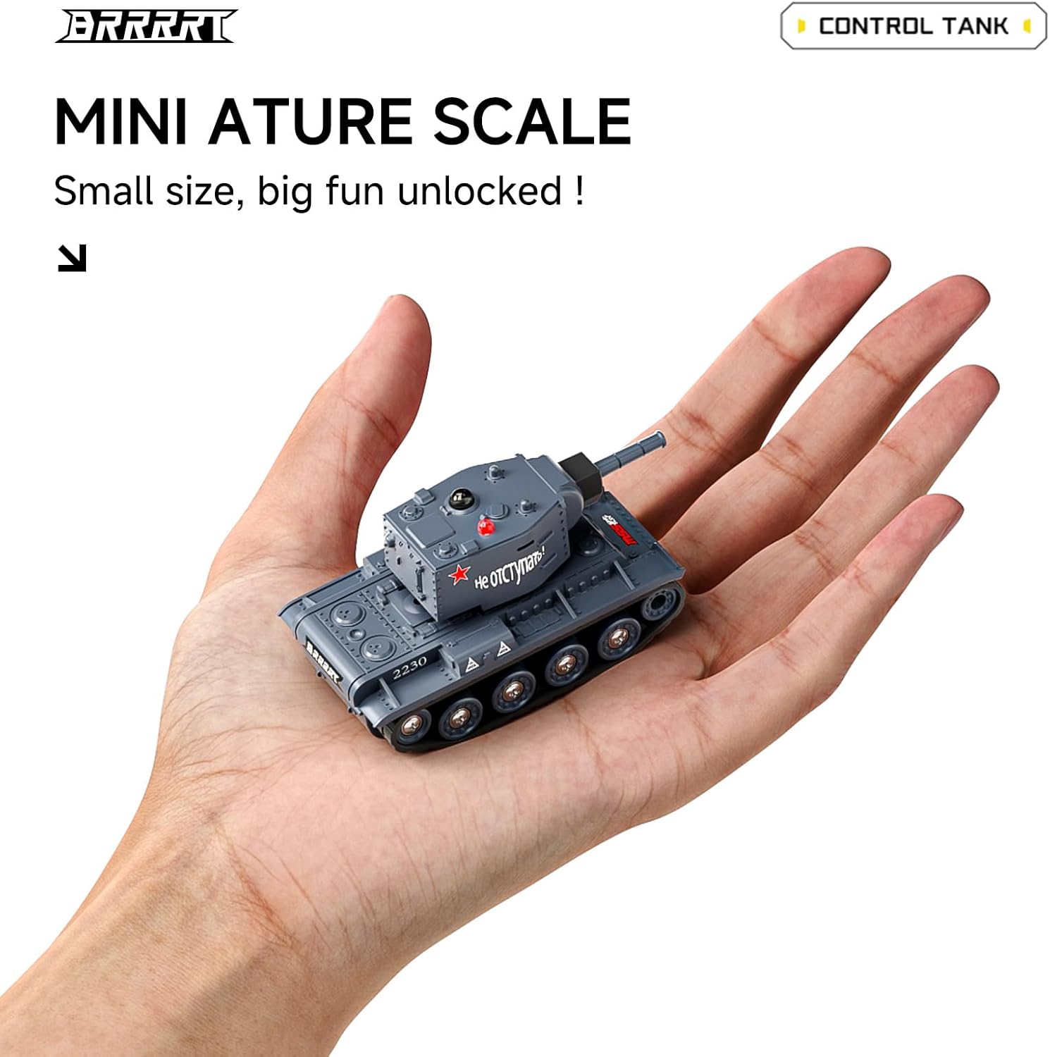BRRRRT1/64 Remote Control Military Vehicles with Infrared Shoot,Mini RC Tank with 330° Rotating Turret and Sound & Lighting, RC Tank That Shoots Toy for Kids 8+ Gray
