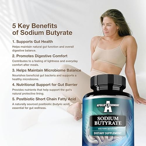 Miniatura 3 de Dosis alta de butirato de sodio de 580 mg (30% de ácido butírico), 120 cápsulas veganas, suministro de 4 meses, suplemento de sodio para apoyar la
