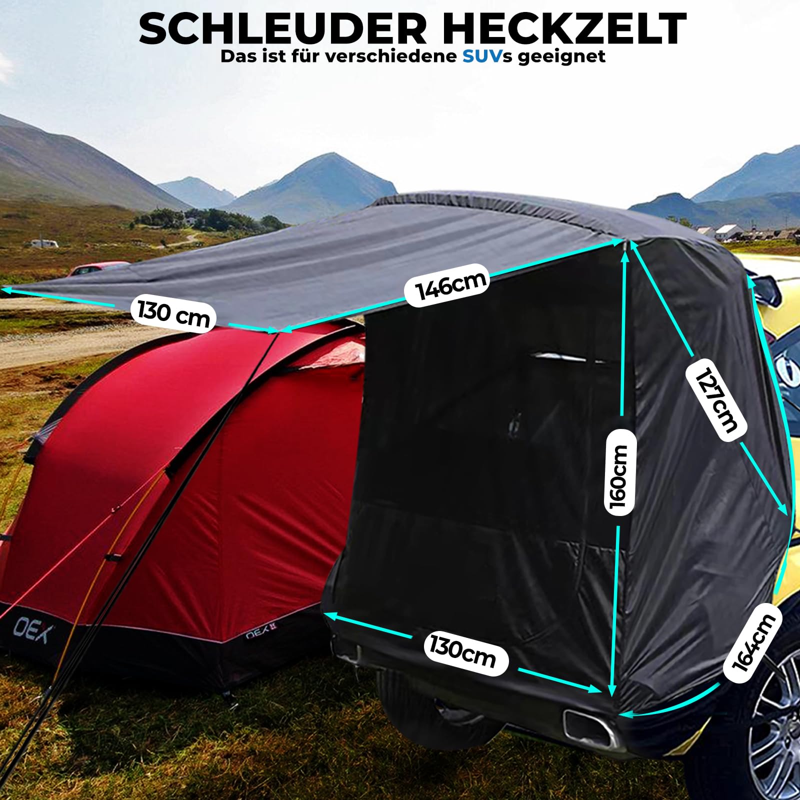 Carpa para Auto Apto para Cualquier Tipo de Coche, Tienda de campaña para Coche Malla para Repelente de Mosquitos, Toldo Coche Disfruta de Acampar, Fácil configuración en 5 Minutos (L)