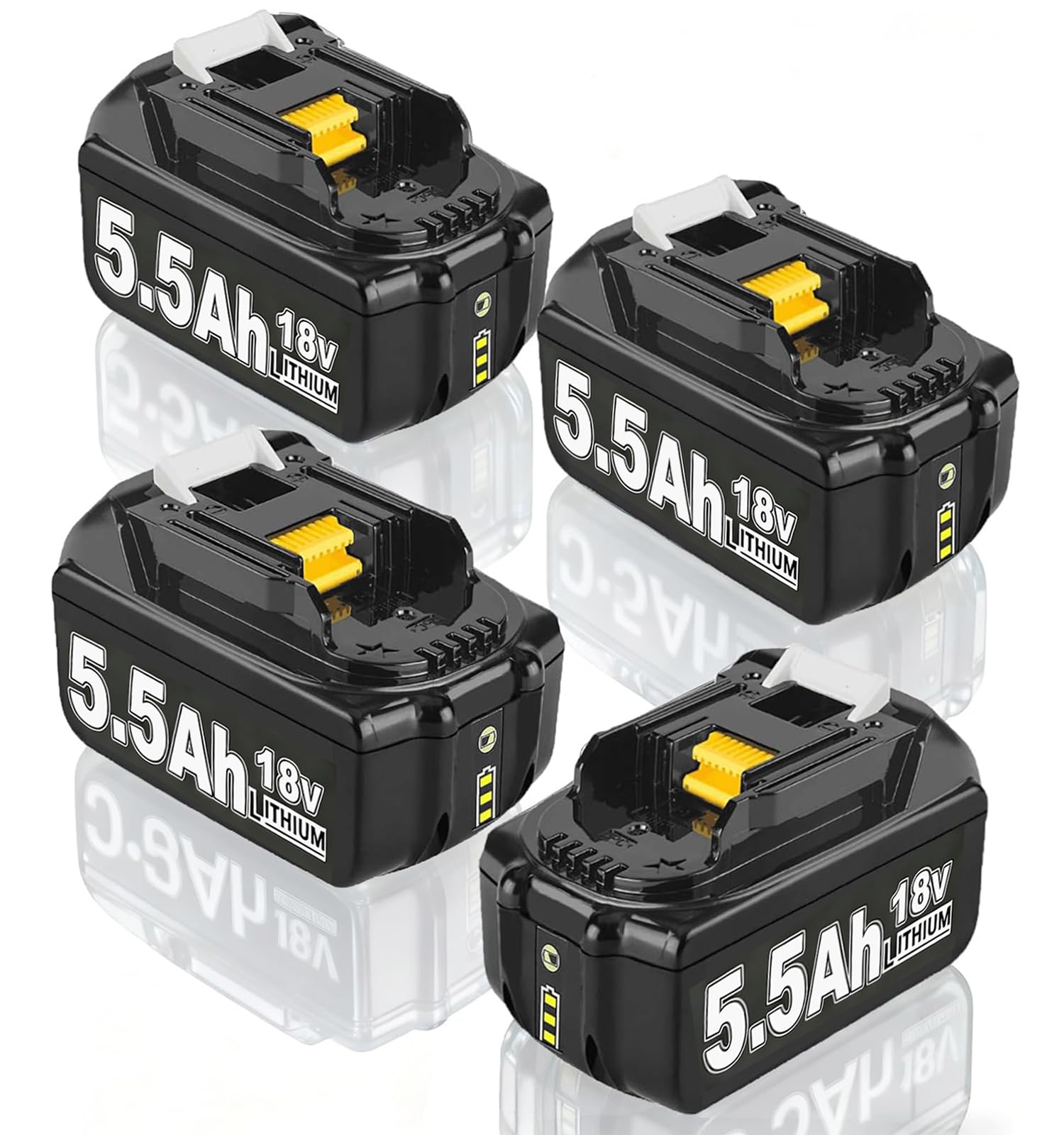 4X 18V 5.5Ah/5500mAh Ersatzakku für makita Kompatibel BL1860B BL1850B BL1840 BL1845 BL1850 BL1830 BL1860B BL1835 194205-L1845 BL1890 BL1415 BL1430 BL1440 BL1835 194205-3 LXT-400 with LED Werkzeugakku