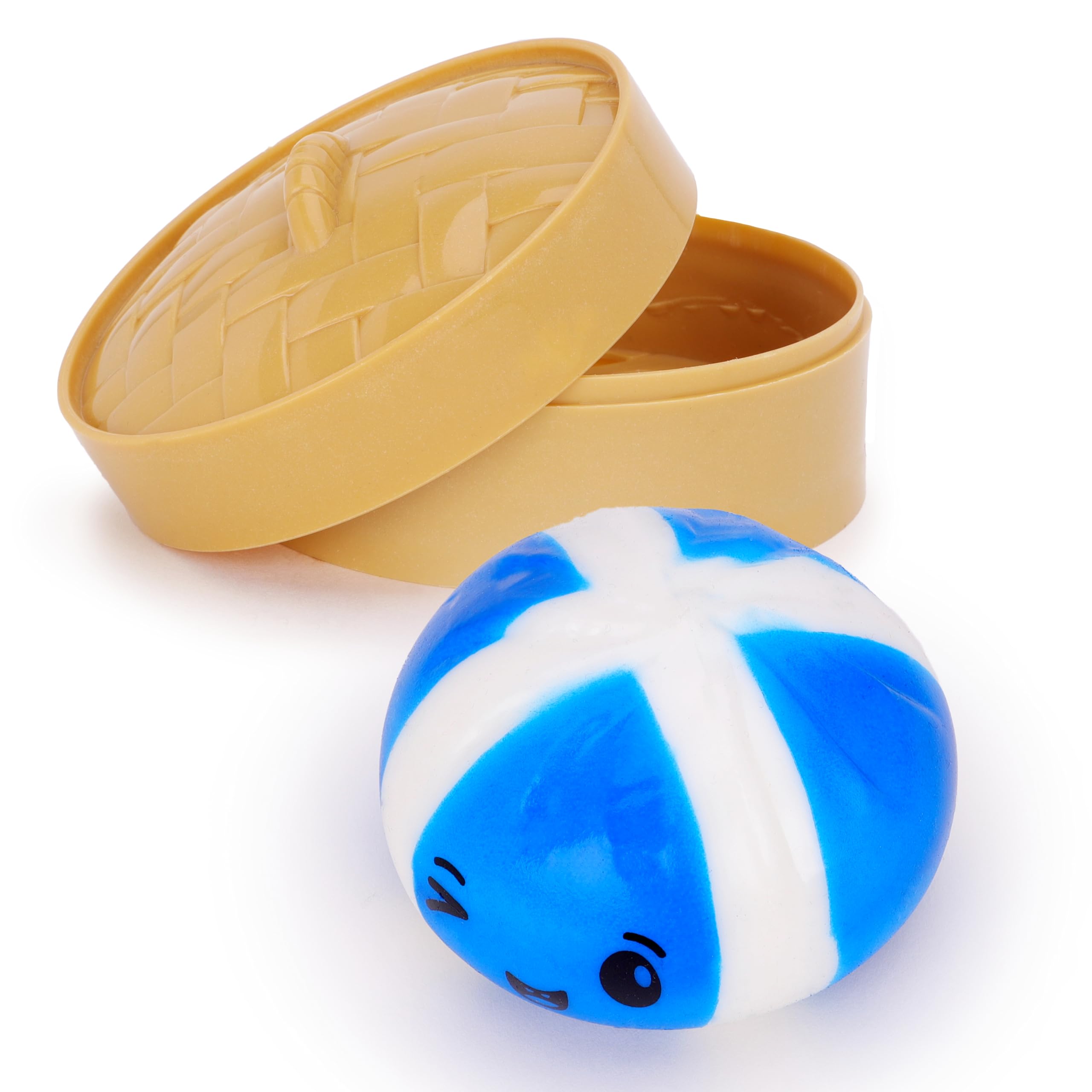 Toyland® Scotland Flag Design Squishy Bao Dumpling Sensory Fidget Toy with Plastic Steamer Box - Squeeze Toys for Kids - Euro & World Cup Accessories — image 1