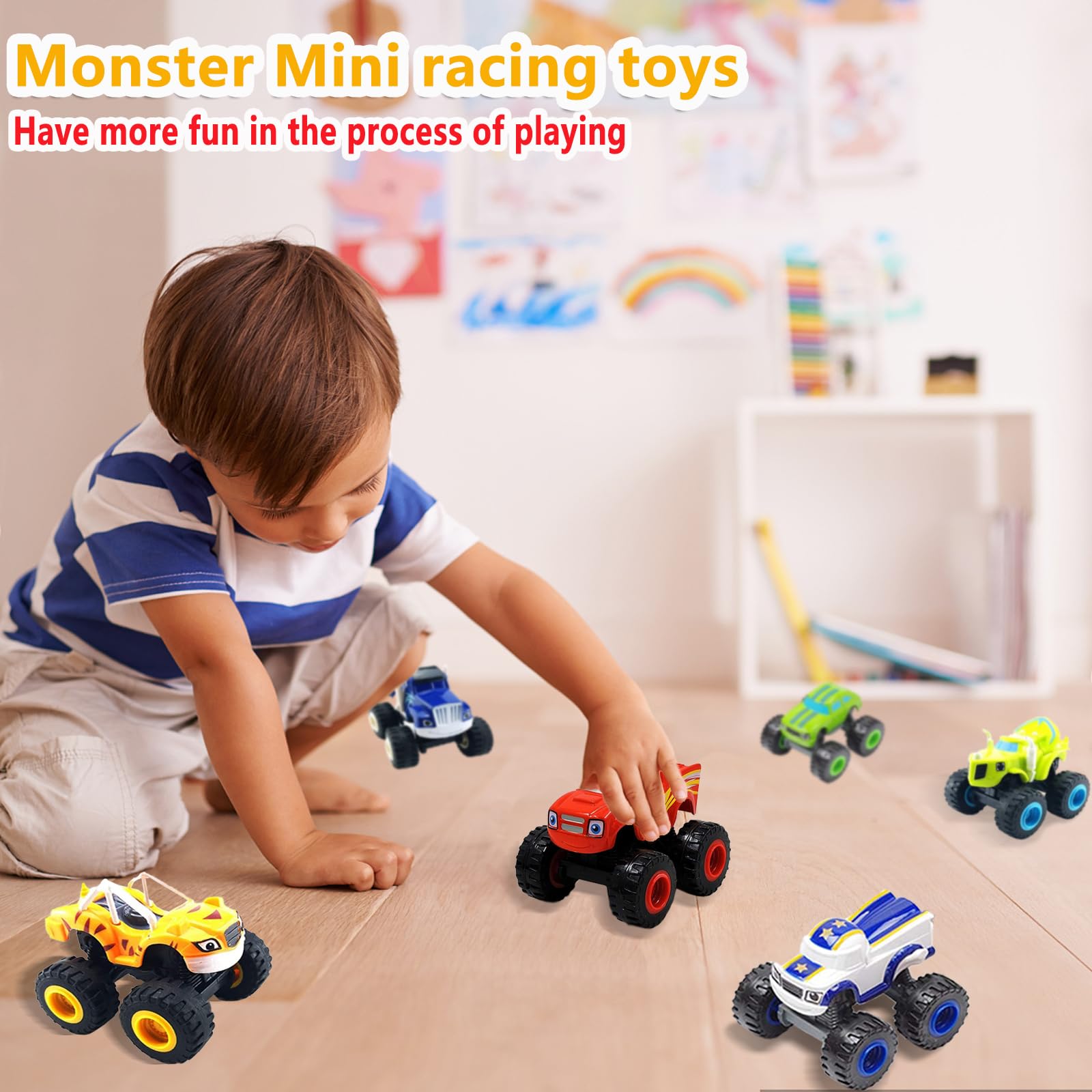 BEYOND MS Lot de 6 Jouets et Les Monster Machines Trucks pour Enfants - Cadeau d'anniversaire pour garçons et Filles