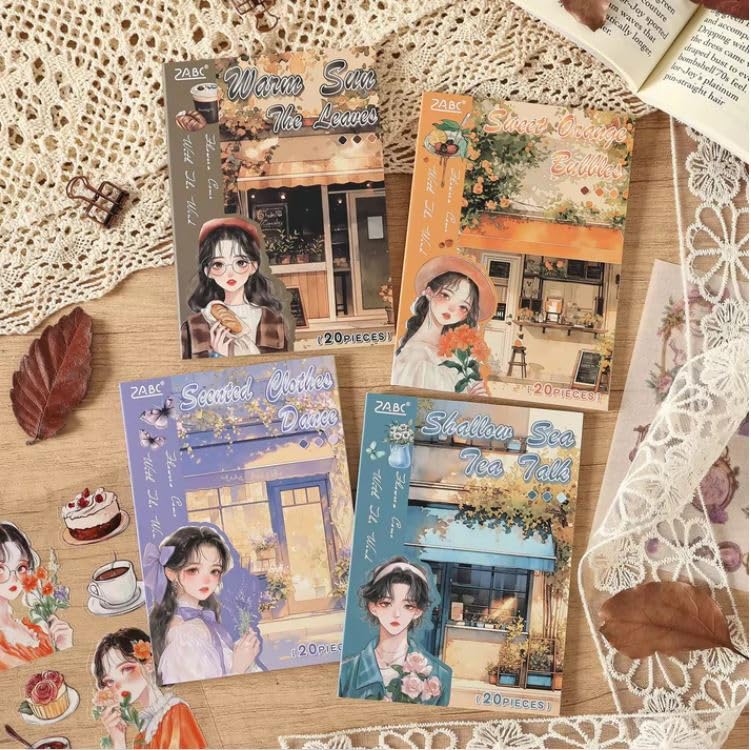 SAMVARDHAN Aesthetic Vintage Cafe Girl Sticker Pack – Retro Journal Stickers for Scrapbooking, Bullet Journal, Planner Decoration, DIY Crafts & Art Supplies (80 Sheets), Pack of 4-image-15