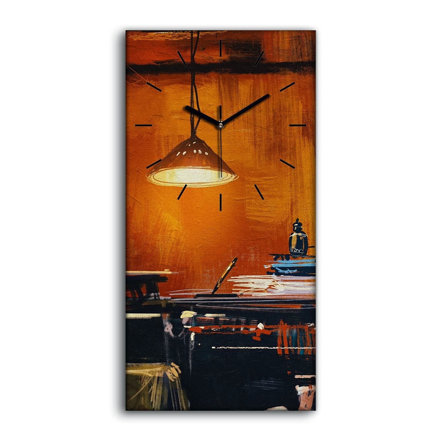 Art mural horloge moderne Coloray tableau décoratif orange 30x60 cm