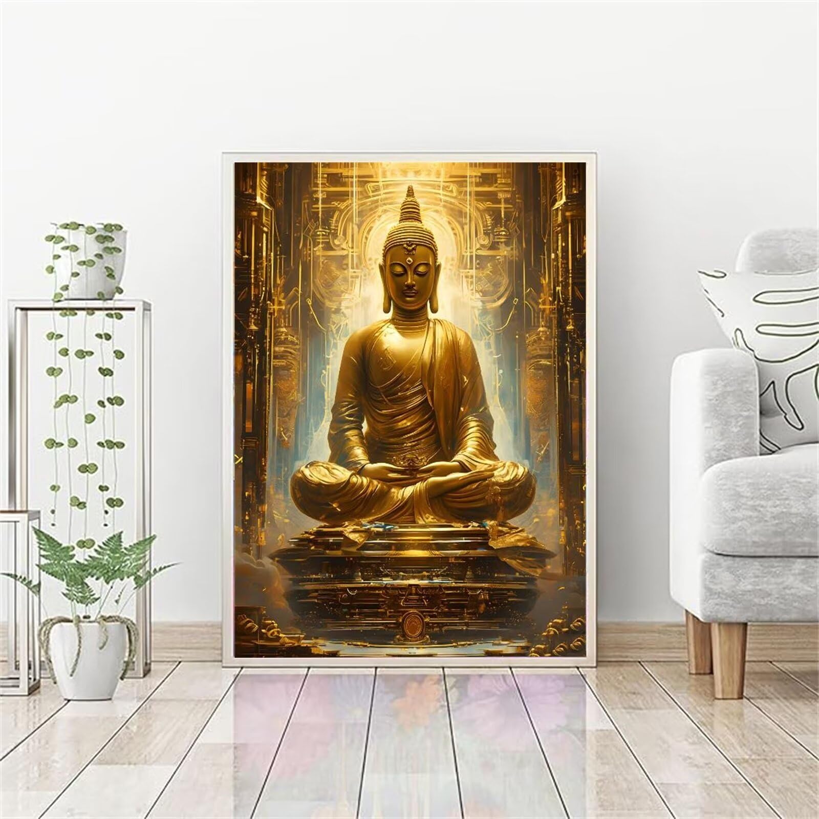 Statua Zen Dipingere con i Numeri per Adulti, Quadri da Dipingere Numerati, Kit Paint by Numbers Colorati 90x120cm Kit di Pittura a Olio su Tela Fai-da-Te per Bambini, Decorazione della Casa I-739