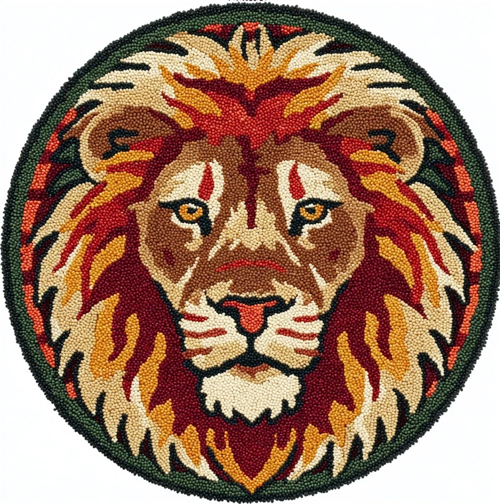 kitphoenix Latch Hook Rug Kit Wild Lion Head Brown